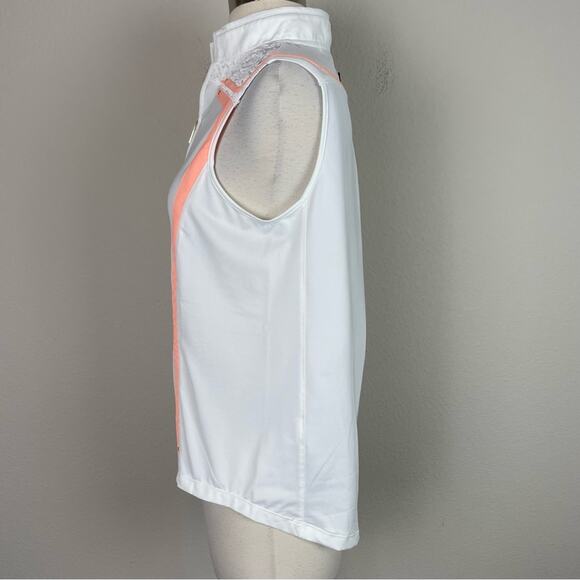 Jamie Sadock White Peach Lace Sleeveless Quarter Zip Top Small - Picture 3 of 6